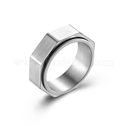 Plain Octagon Stainless Steel Rotating Finger Ring&nbsp;PW-WG48704-03