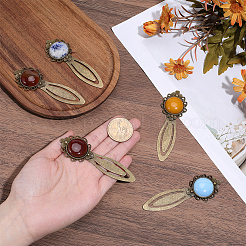 5Pcs Mixed Natural & Synthetic Round Gemsotne Bookmarks&nbsp;AJEW-OC0016-56A