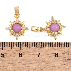 Brass Micro Pave Clear Cubic Zirconia with Opalite Charms&nbsp;KK-CBA2DE6-10G-03