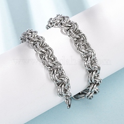 8MM 304 Stainless Steel Textured Double Rolo Chain Necklaces for Women&nbsp;NJEW-G194-05P-01
