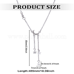 1Pc Moon Star Alloy Tassel Pendant Necklaces for Women&nbsp;NJEW-LP0002-95