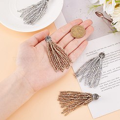 4Pcs 2 Colors Glass Alloy Tassel Pendants&nbsp;FIND-GO0003-14