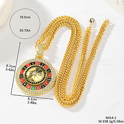 Hip-Hop Alloy Crystal and Jet Rhinestone Roulette Pendant Necklaces with Enamel&nbsp;FS-WG8EA62-01