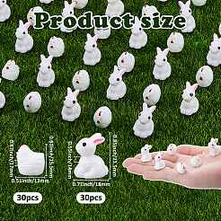 60Pcs 2 Styles Resin Rabbit & Chick Display Decoration&nbsp;RESI-FH0001-67
