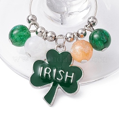 Saint Patrick's Day Alloy Enamel Wine Glass Charms&nbsp;AJEW-JO00197