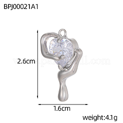 Nuggets Charms 304 Stainless Steel Clear Cubic Zirconia Pendants&nbsp;STAS-OY004-23P