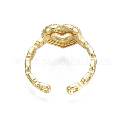 Cubic Zirconia Heart Open Cuff Ring&nbsp;LS-RJEW-N035-110