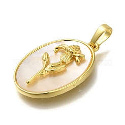 Brass Pave Shell Birth Flower Pendants&nbsp;FIND-I040-04C