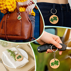 36Pcs Wood Pendant Keychains&nbsp;KEYC-PH0002-33