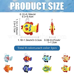 8Pcs 8 Colors Handmade Lampwork Pendants&nbsp;LAMP-YW0004-33