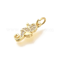 Brass Micro Pave Clear Cubic Zirconia Charms&nbsp;KK-Q040-04A-G