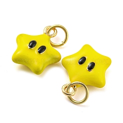Star Rack Plating Brass Enamel Charms&nbsp;KK-Q804-07G