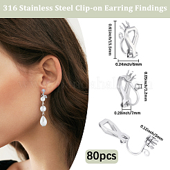 80Pcs 316 Stainless Steel Clip-on Earring Findings&nbsp;STAS-BBC0007-36