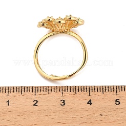 Flower Brass Micro Pave Cubic Zirconia Cup Peg Ring Settings for Half-drilled Beads&nbsp;KK-NH0009-04G