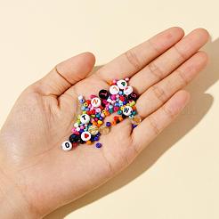 5 Colors Flat Round Acrylic Letter Beads&nbsp;DIY-YW0002-54