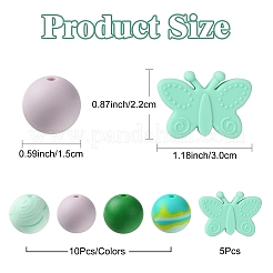 Round & Butterfly Silicone Focal Beads&nbsp;SIL-YW0001-35