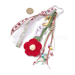 Handmade Woven Woolen Yarn Flower Pendant Decorations&nbsp;HJEW-JM04268