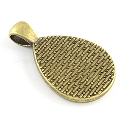 Tibetan Style Teardrop Alloy Pendant Cabochon Settings&nbsp;TIBEP-Q051-36AB-NR