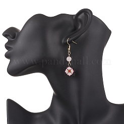 Handmade Glass Seed Beaded Window Lattice Pattern Dangle Earrings&nbsp;EJEW-MZ00560-02