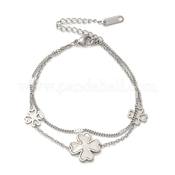 304 Stainless Steel Shell Pearl Pendant Multi-strand Bracelets&nbsp;BJEW-U028-01P