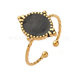 304 Stainless Steel Enamel Adjustable Cuff Rings for Women&nbsp;RJEW-F194-08G