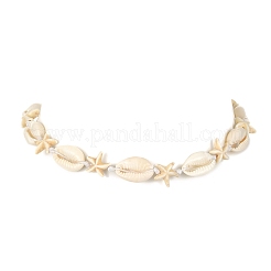Natural Shell & Synthetic Turquoise Starfish Beaded Necklace with 304 Stainless Steel Clasps&nbsp;NJEW-TA00107-02