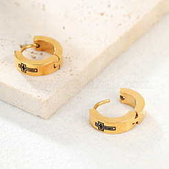 Minimalist Hip-hop Style Cross 201 Stainless Steel Hoop Earrings&nbsp;YA3069