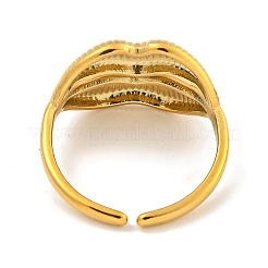 Ion Plating(IP) 304 Stainless Steel Lip Open Cuff Ring for Women&nbsp;X-RJEW-A043-20G