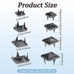 200Pcs 4 Styles Iron Studs Rivets&nbsp;IFIN-GF0001-54B