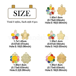 30Pcs 5 Styles Alloy Enamel Pendants&nbsp;ENAM-YW0005-35
