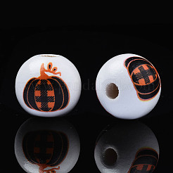 Autumn Theme Printed Natural Wood Beads&nbsp;WOOD-S057-080