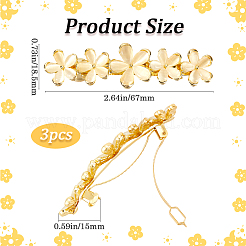 3Pcs Flower Alloy Cat Eye Hair Barrettes&nbsp;PHAR-BBC0001-01