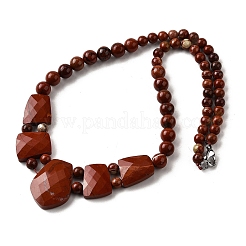Natural Red Jasper Faceted Bib Graduated Beaded Necklaces for Women&nbsp;NJEW-B128-01O