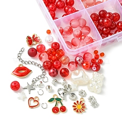 DIY Alloy Enamel & Glass & CCB Plastic Bracelets Jewelry Making Kits&nbsp;DIY-FS0007-51