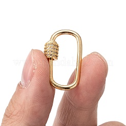 Brass Micro Pave Clear Cubic Zirconia Screw Carabiner Lock Charms&nbsp;ZIRC-T010-10