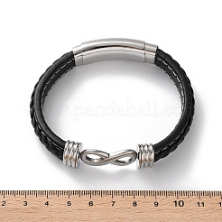 Braided Microfiber Leather Cord Bracelets for Men&nbsp;BJEW-Z081-07P-01