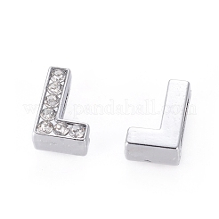Alloy Initial Slide Charms with Grade A Rhinestones&nbsp;ALRI-R032-L-FF