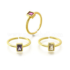 3Pcs 3 Colors Brass Micro Pave Cubic Zirconia Cuff Rings for Women&nbsp;RJEW-S399-06G