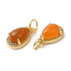 Natural Yellow Jade Teardrop Charms&nbsp;G-A034-01G-02