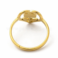 Ion Plating(IP) 304 Stainless Steel Heart with Flower Adjustable Ring for Women&nbsp;RJEW-B027-30G