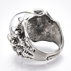 Adjustable Alloy Glass Finger Rings&nbsp;RJEW-T006-02B