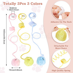 3Pcs 3 Colors Cloth & Iron Spring Ball Cat Toys&nbsp;AJEW-TA0002-21