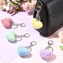 5Pcs 5 Colors Heart Cotton Keychains&nbsp;HJEW-CJ0001-25