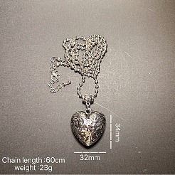 Vintage Plastic Carved Heart Pendant Ball Chain Necklaces for Women&nbsp;JL7014