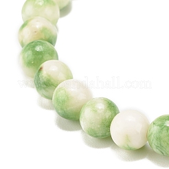 Natural White Jade Round Beaded Stretch Bracelet&nbsp;BJEW-JB07968-04