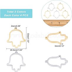 8Pcs 2 Colors 304 Stainless Steel Open Back Bezel Pendants&nbsp;STAS-UN0031-92