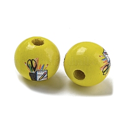 Printed Wood European Beads&nbsp;WOOD-L020-D07