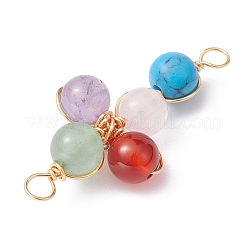 Mixed Gemstone Connector Charms&nbsp;PALLOY-JF02224-03