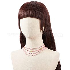 4Pcs 4 Style Smiling Face Flower Acrylic & Glass Seed Beaded Necklaces Set for Women&nbsp;NJEW-JN04015