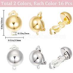 32Pcs 2 Colors Half Round Brass Clip-on Earring Findings&nbsp;KK-SC0004-21